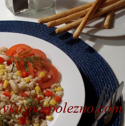 Перловая каша с кукурузой и фасолью Перловая каша (c кукурузой и фасолью)