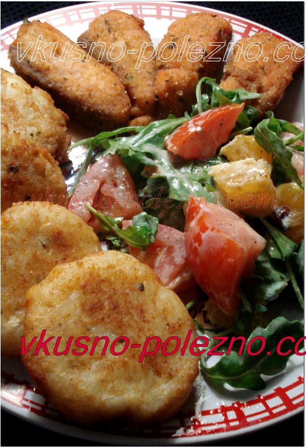 Картофельные котлеты и лосось